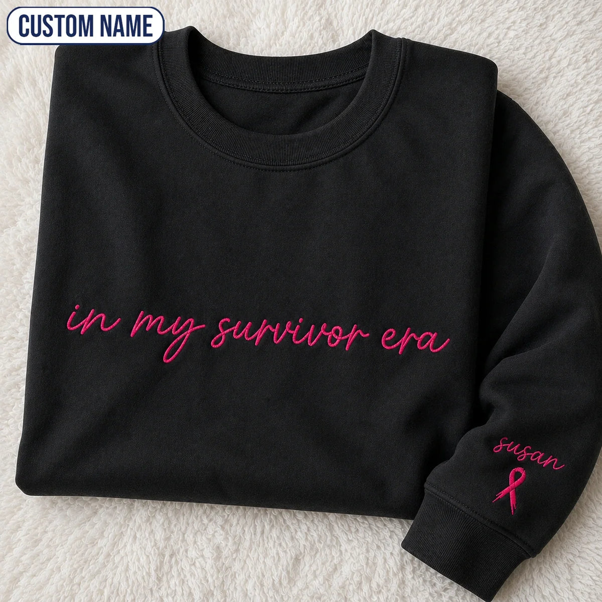 Personalized In My Era Embroidered Unisex Crewneck Sweatshirt, Pink Ribbon Awareness Gift