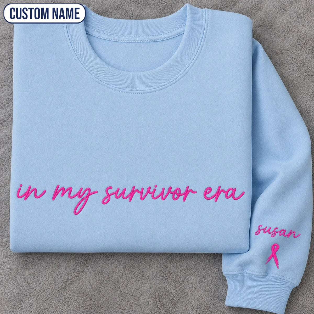 Personalized In My Era Embroidered Unisex Crewneck Sweatshirt, Pink Ribbon Awareness Gift