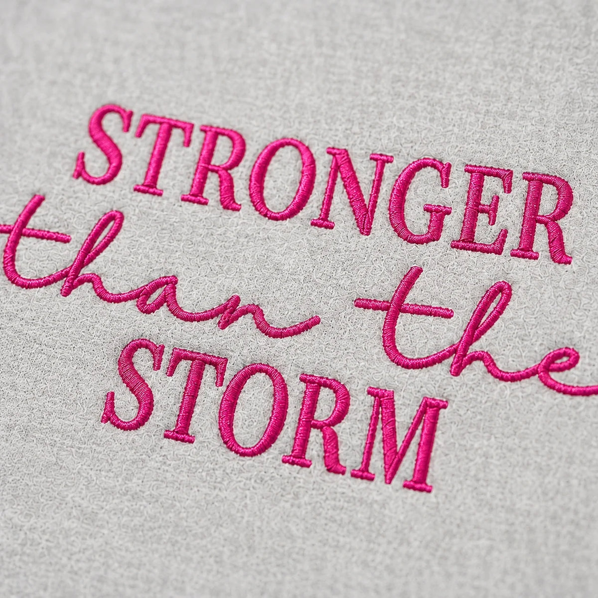 Personalized Stronger Than The Storm Embroidered Unisex Crewneck Sweatshirt, Pink Ribbon Awareness Gift