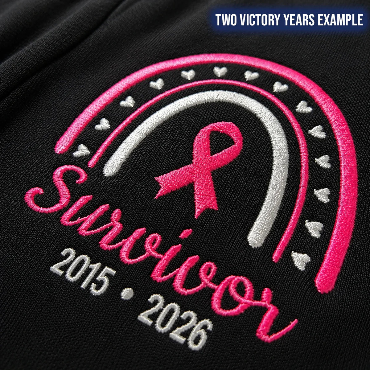 Personalized Pink Ribbon-Inspired Name & Year Embroidered Unisex Quarter Zip Sweatshirt, Awareness Gift